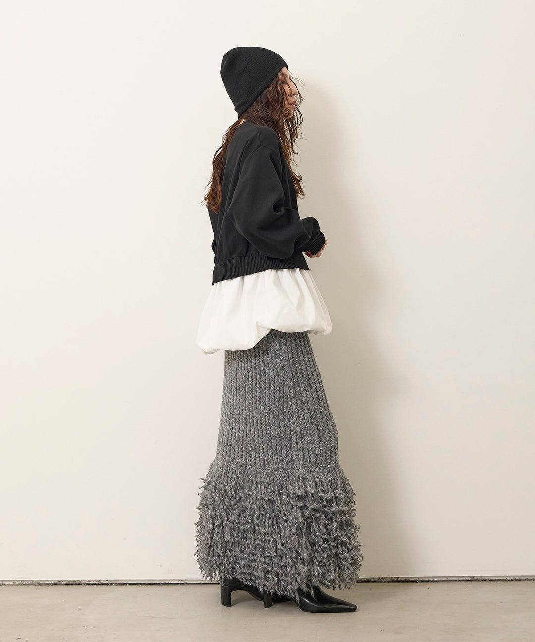 (eliuu)Fringe Knit Skirt