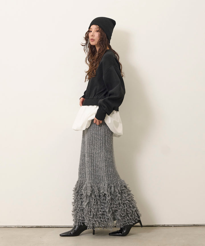(eliuu)Fringe Knit Skirt