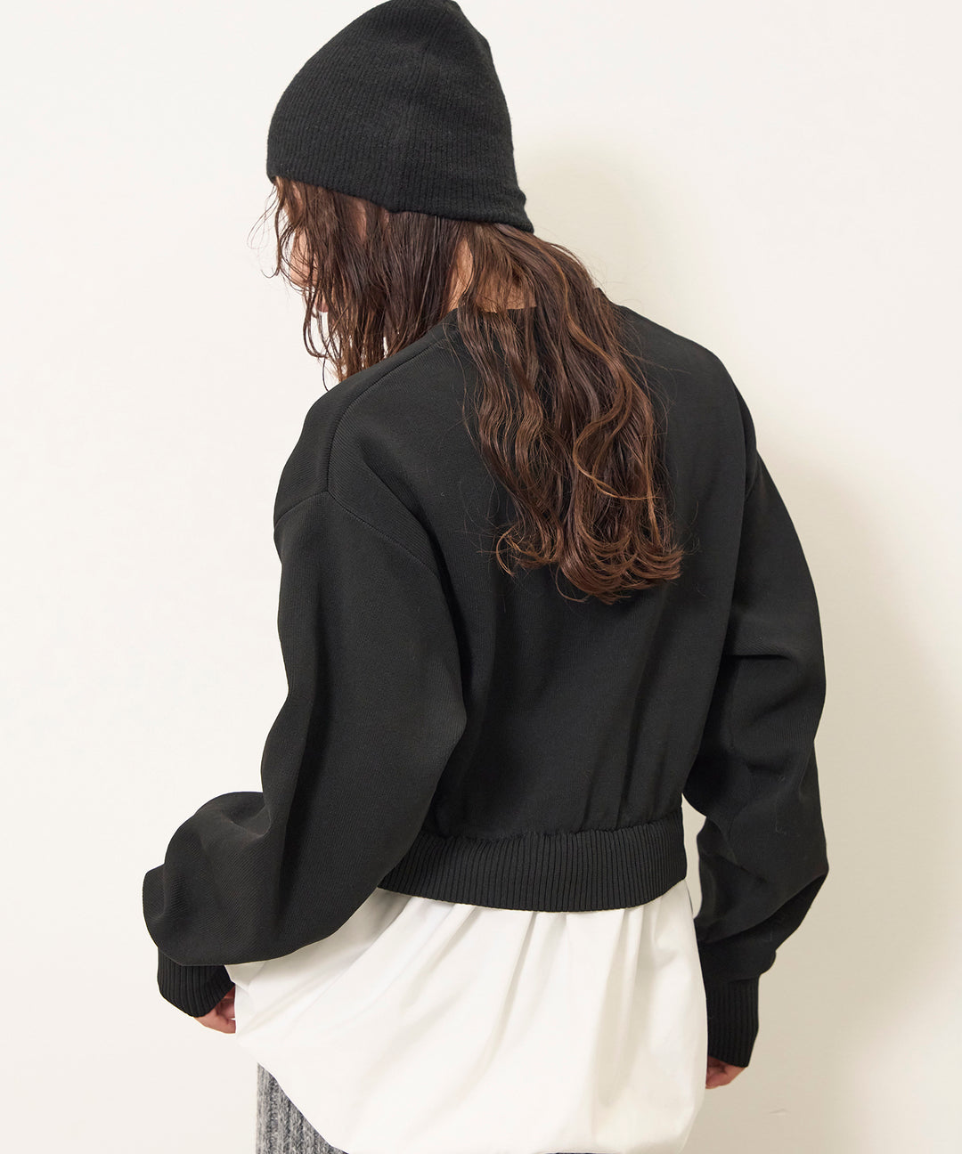 [SET]Balloon Texture Combi Knit+Fringe Knit Skirt