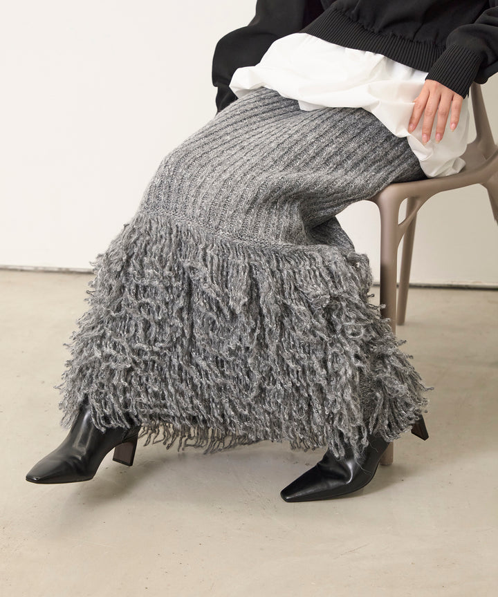 (eliuu)Fringe Knit Skirt