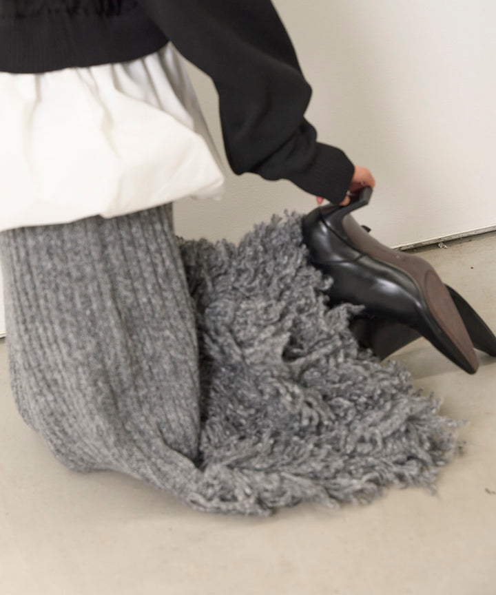 (eliuu)Fringe Knit Skirt