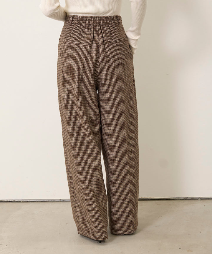 (eliuu)Clasical Check Tuck Trousers