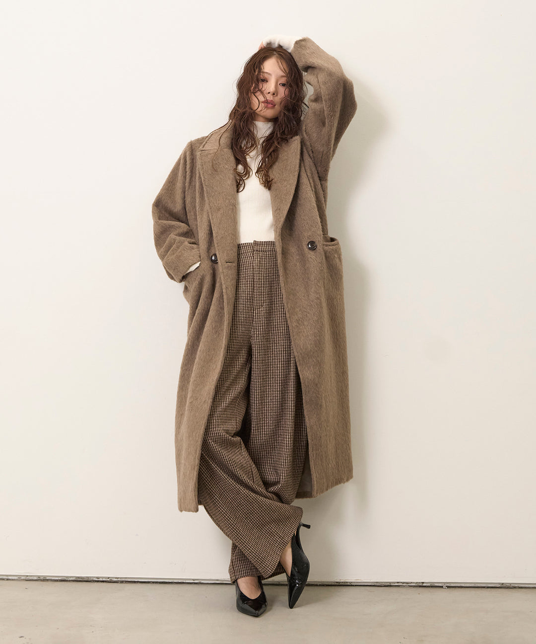 (eliuu)Airy Shaggy Chester Coat