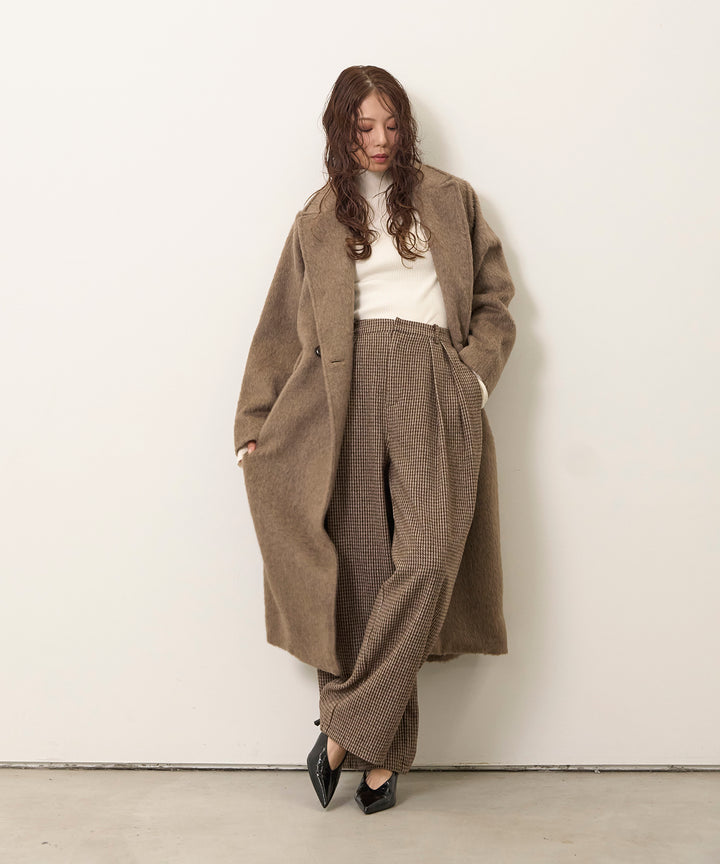 (eliuu)Clasical Check Tuck Trousers