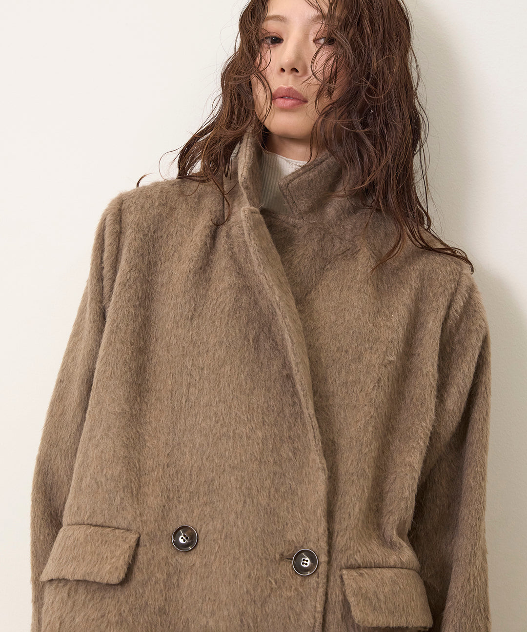 (eliuu)Airy Shaggy Chester Coat