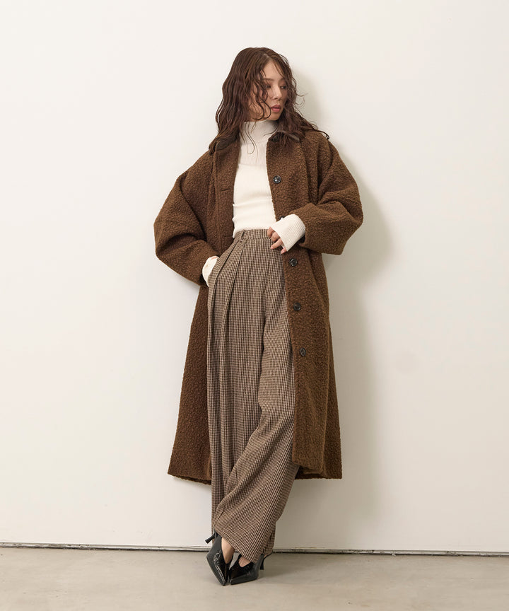 (eliuu)Clasical Check Tuck Trousers