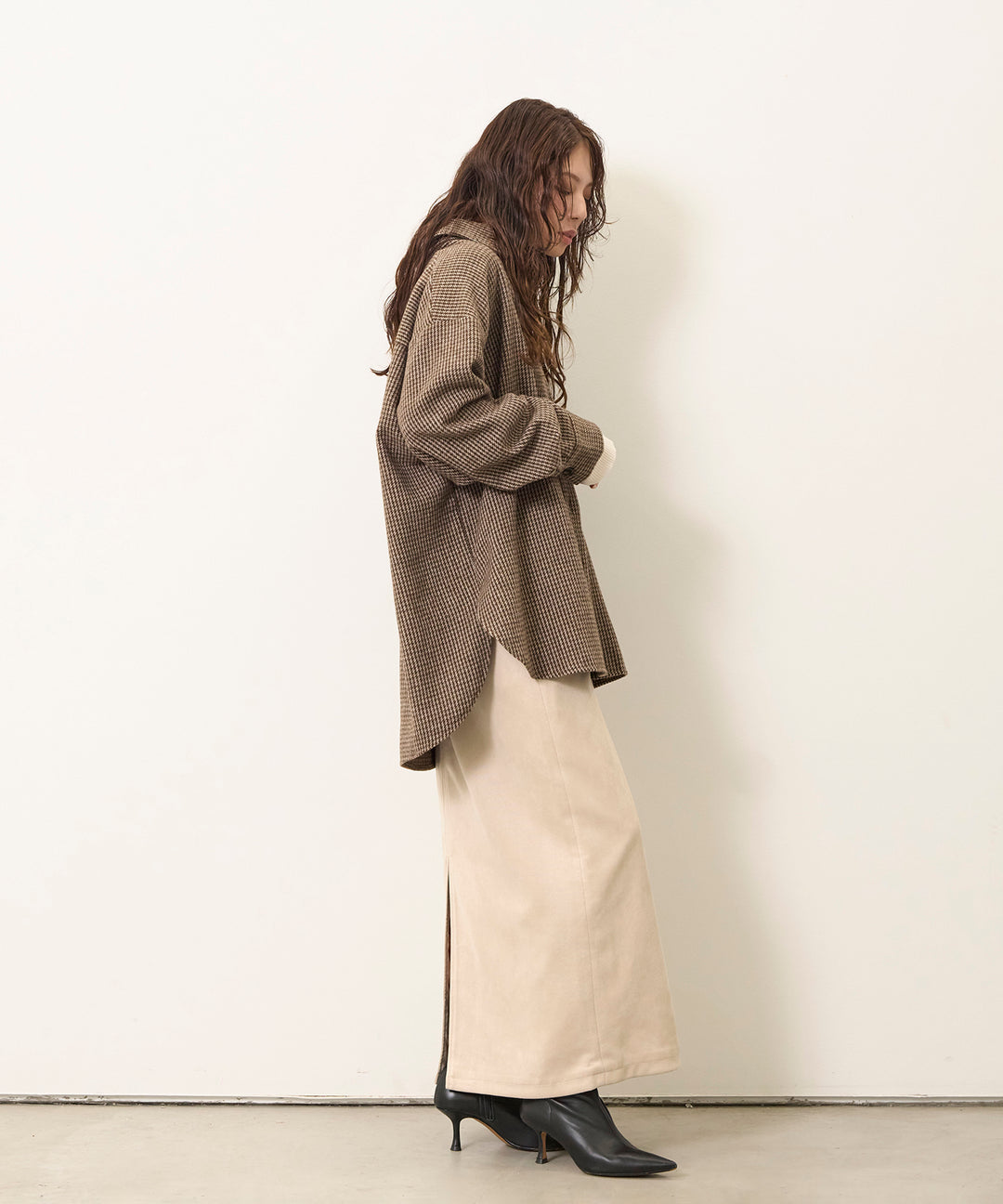 (eliuu)Clasical Check Wide Shirt JK