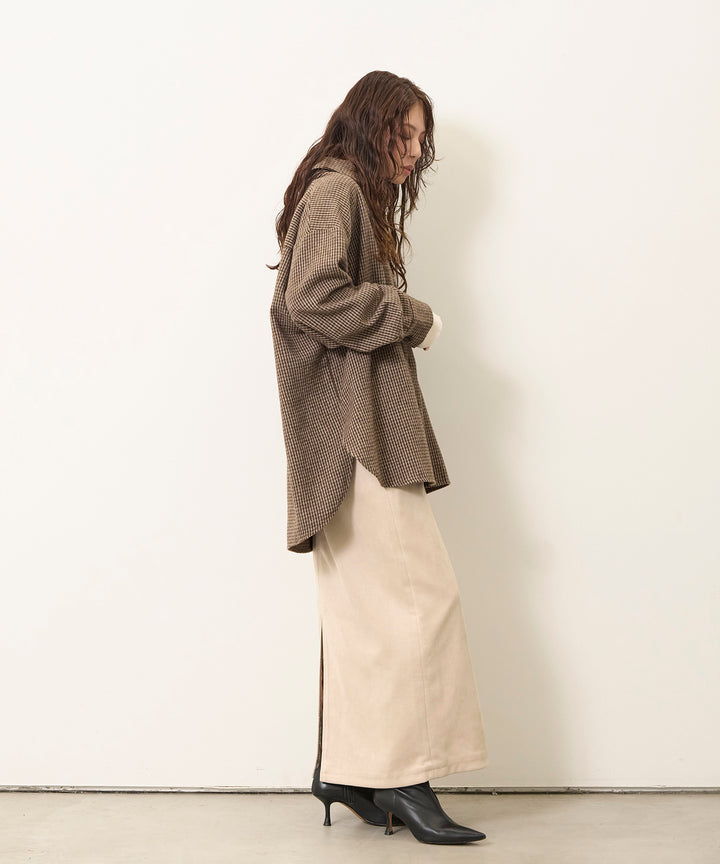 (eliuu)Clasical Check Wide Shirt JK