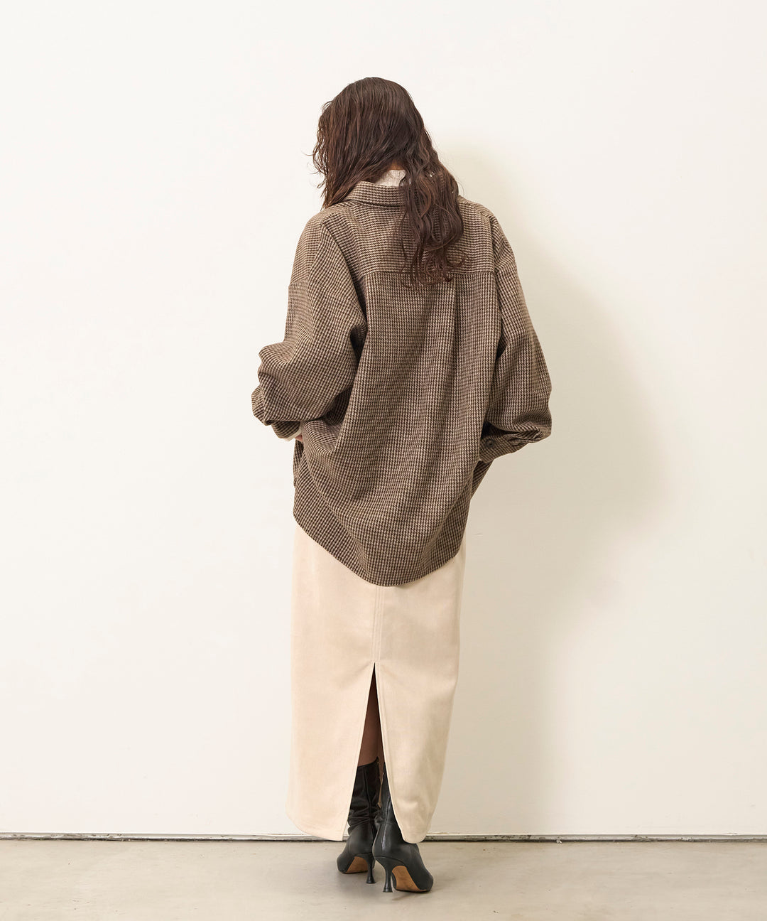 (eliuu)Clasical Check Wide Shirt JK