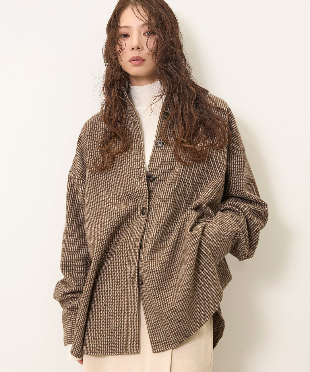 (eliuu)Clasical Check Wide Shirt JK