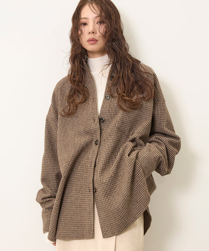 (eliuu)Clasical Check Wide Shirt JK