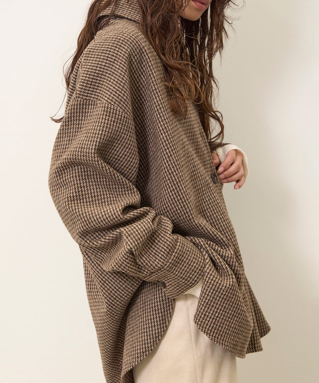 (eliuu)Clasical Check Wide Shirt JK