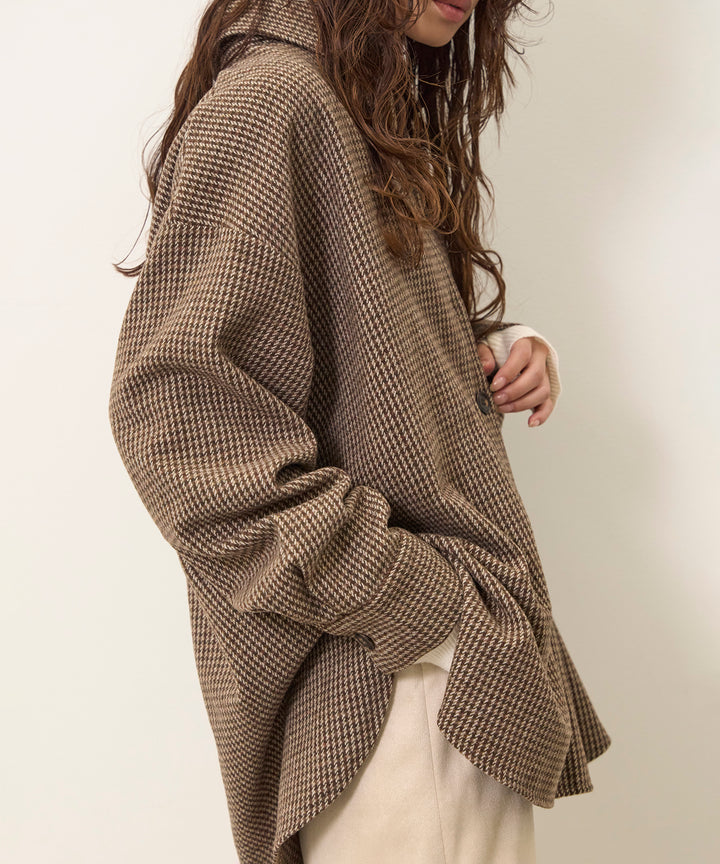 (eliuu)Clasical Check Wide Shirt JK