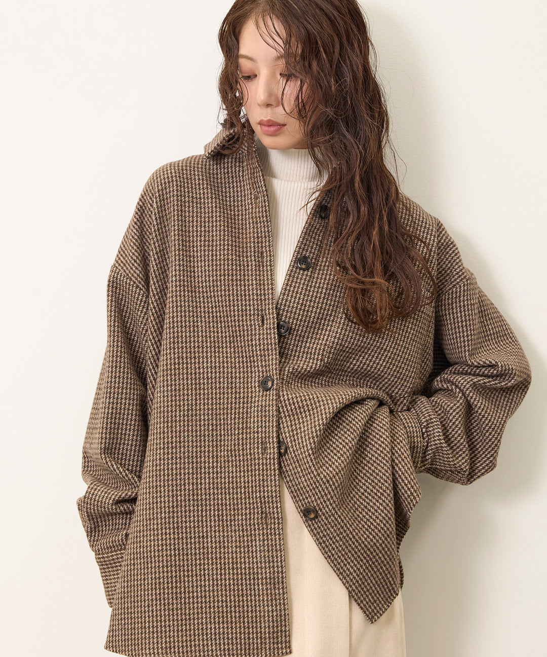 (eliuu)Clasical Check Wide Shirt JK