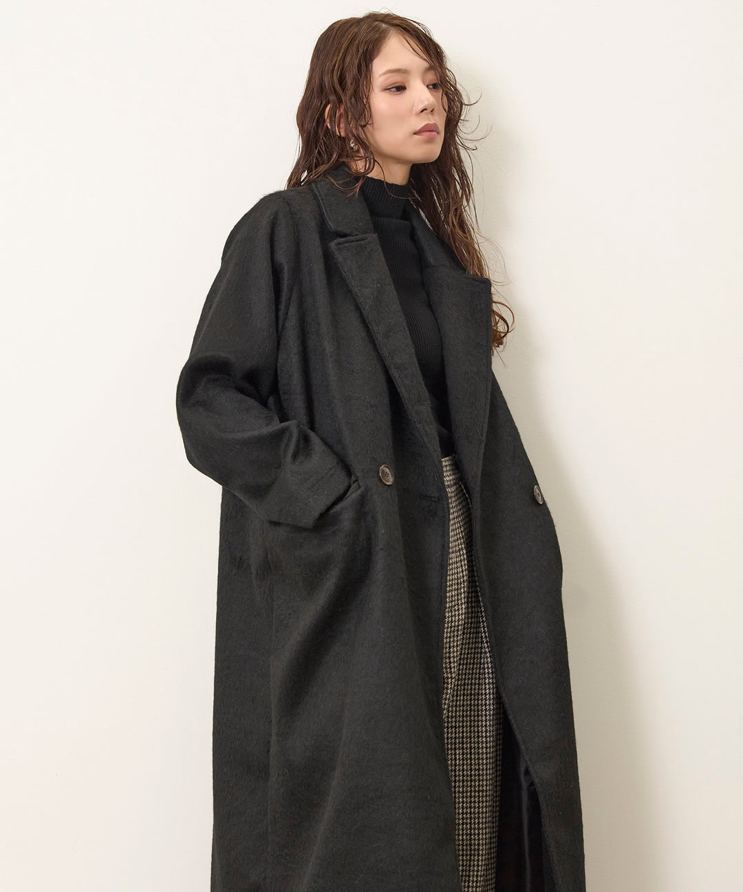 (eliuu)Airy Shaggy Chester Coat