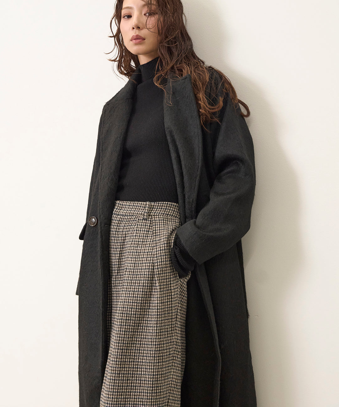 (eliuu)Airy Shaggy Chester Coat