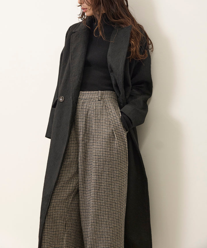 (eliuu)Clasical Check Tuck Trousers