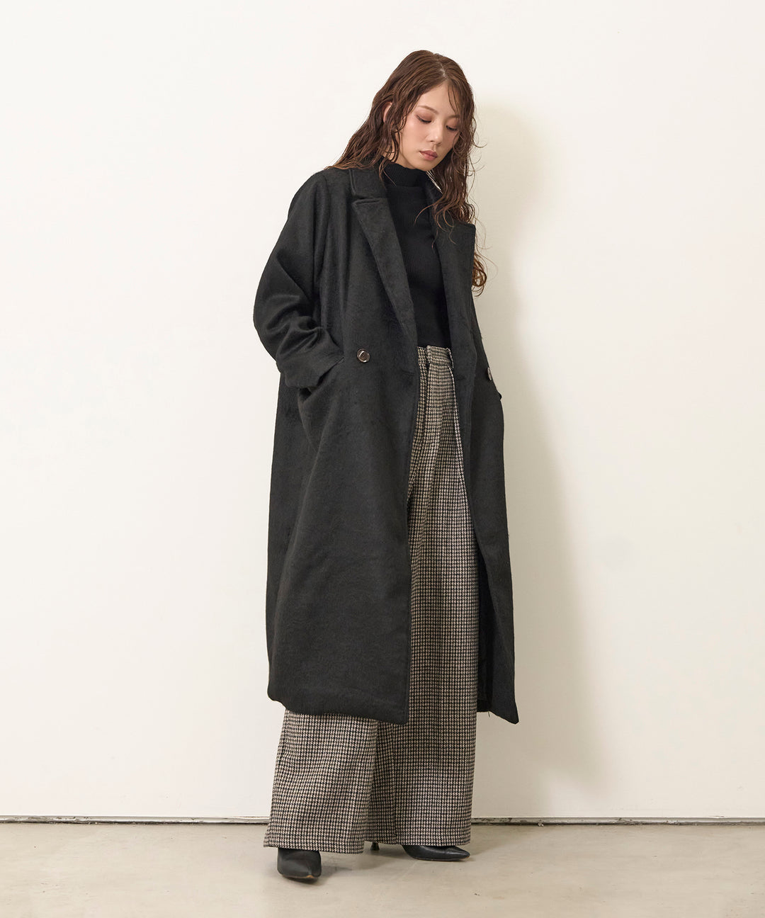 (eliuu)Airy Shaggy Chester Coat