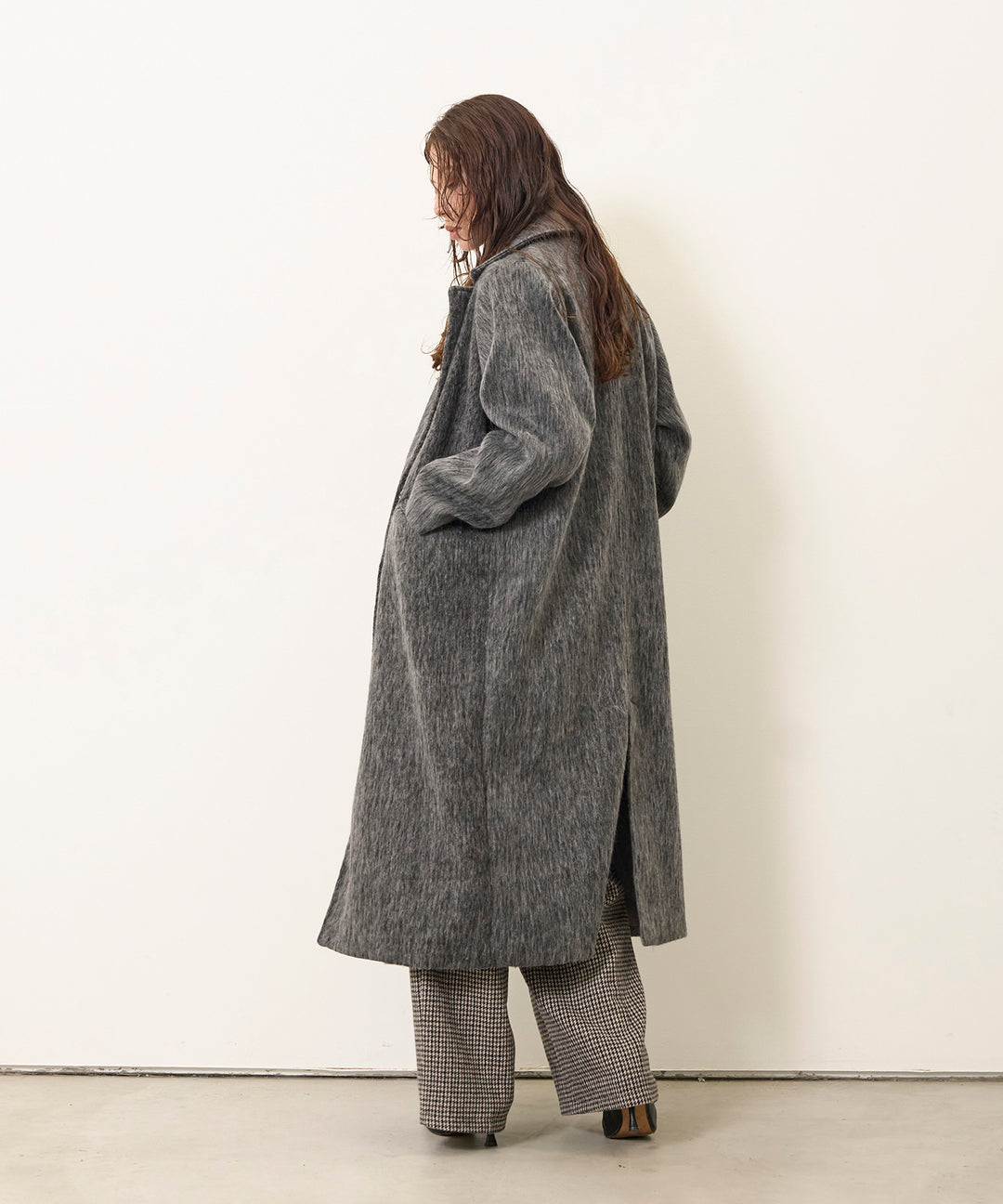 [SET]Airy Shaggy Chester Coat+Clasical Check Tuck Trousers