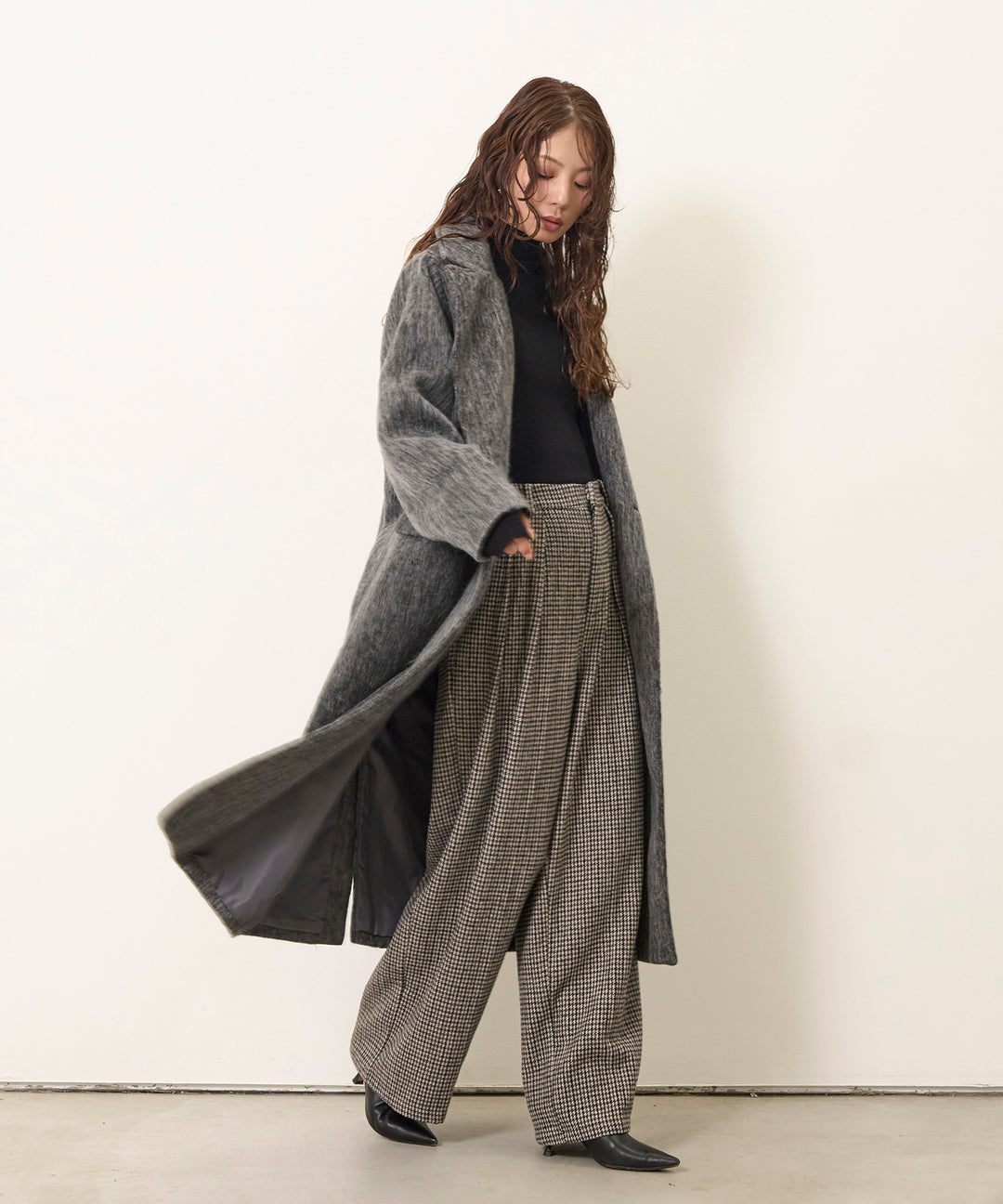 (eliuu)Airy Shaggy Chester Coat