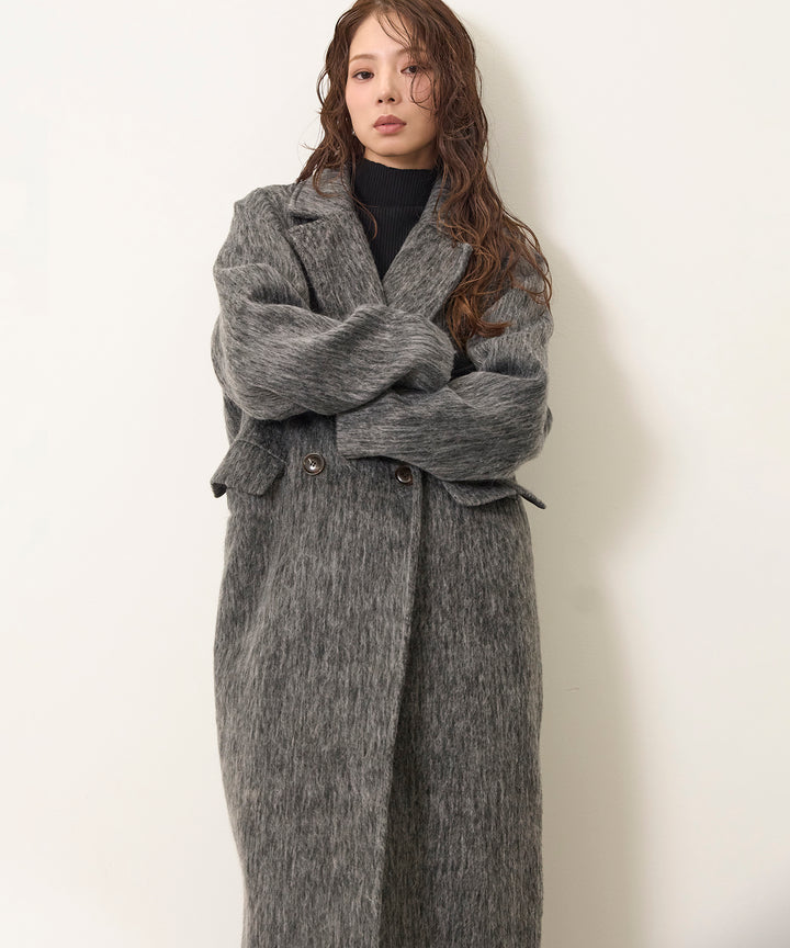 [SET]Airy Shaggy Chester Coat+Clasical Check Tuck Trousers