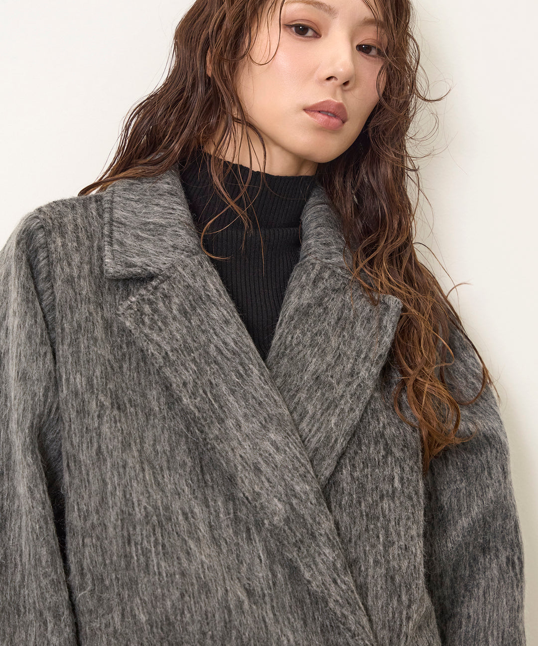 (eliuu)Airy Shaggy Chester Coat