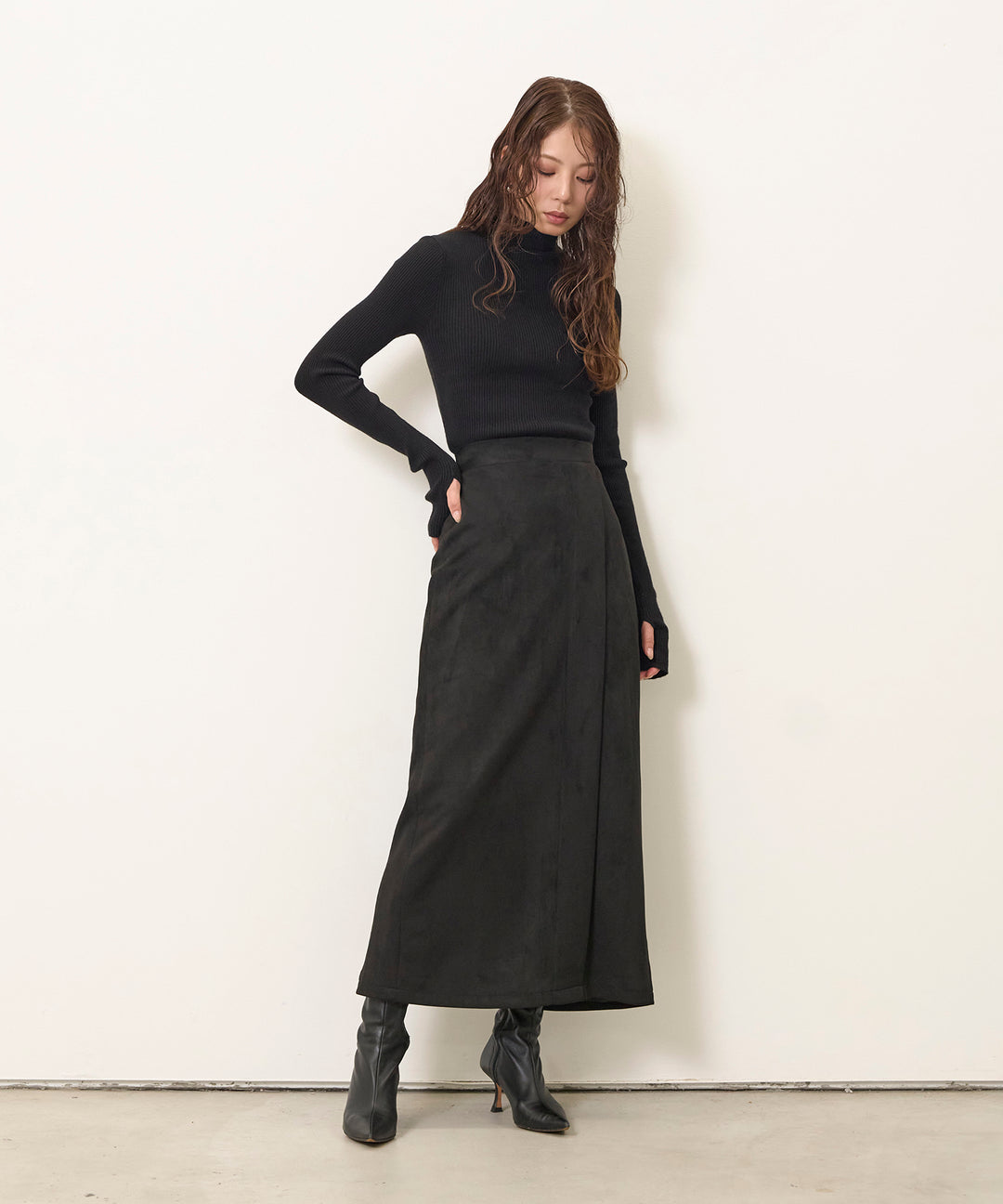 (eliuu)Suede Like Switch Skirt