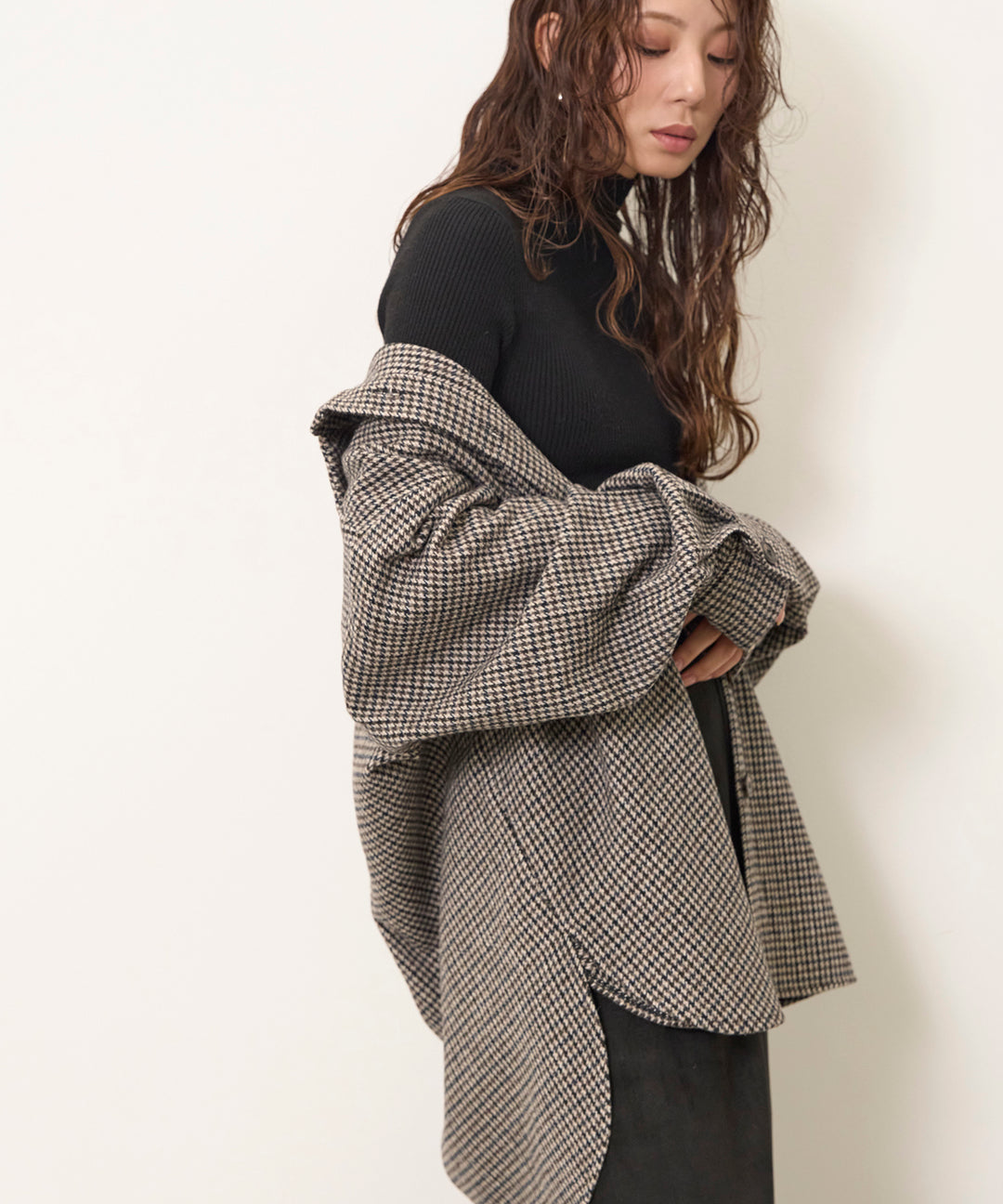 (eliuu)Clasical Check Wide Shirt JK