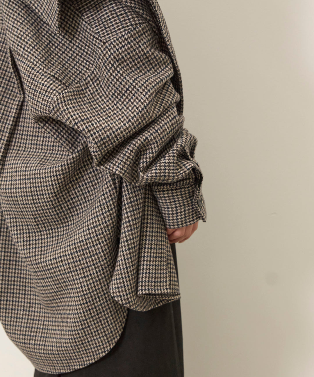 (eliuu)Clasical Check Wide Shirt JK