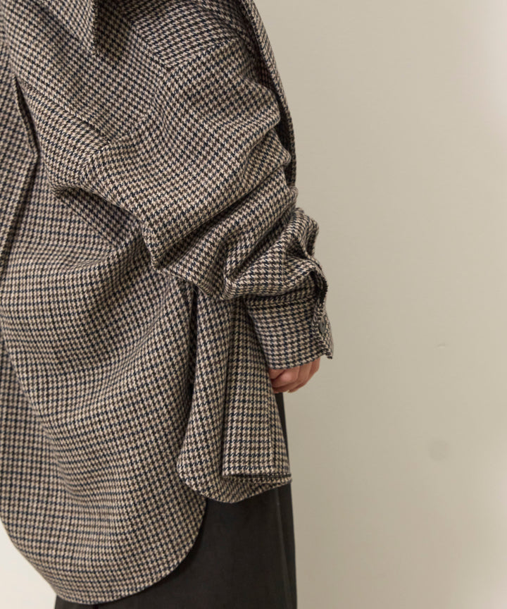 (eliuu)Clasical Check Wide Shirt JK