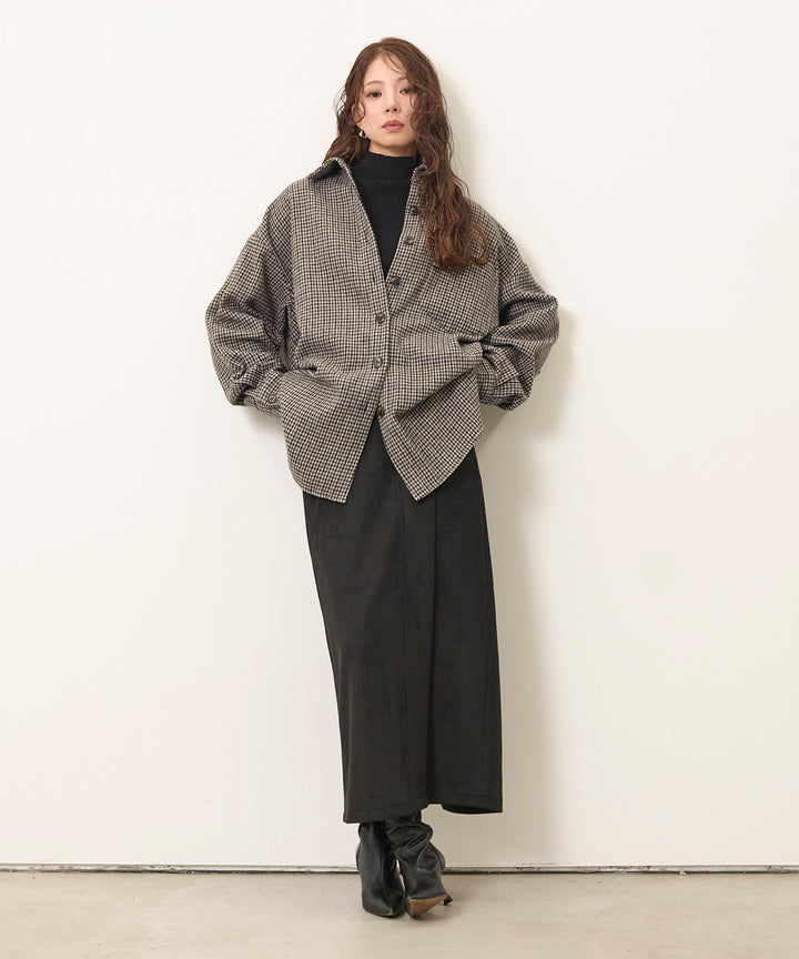 (eliuu)Clasical Check Wide Shirt JK