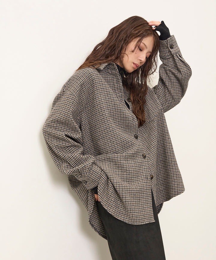 (eliuu)Clasical Check Wide Shirt JK