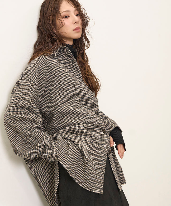 (eliuu)Clasical Check Wide Shirt JK