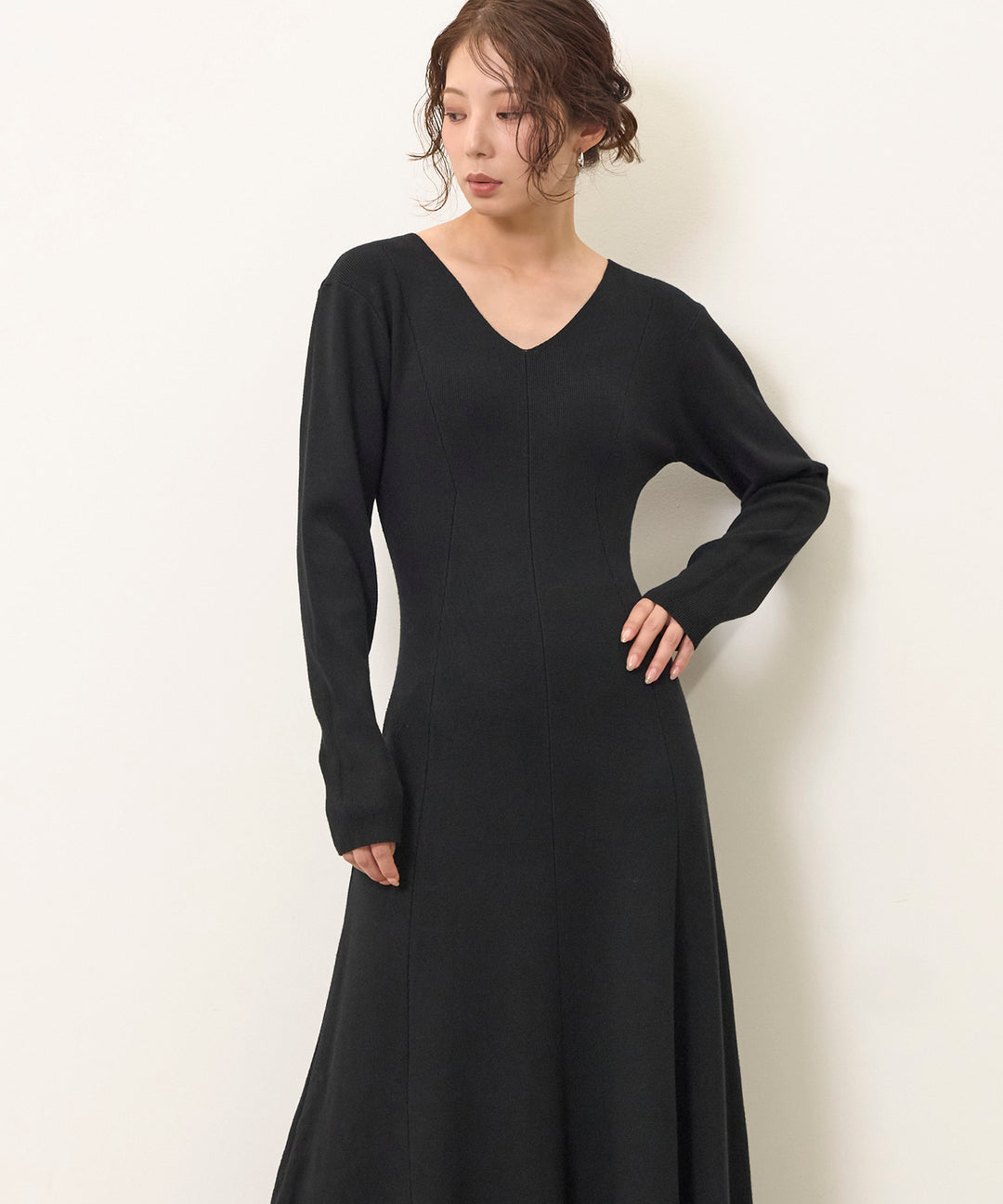 (eliuu)Shape Flare Knit Onepiece