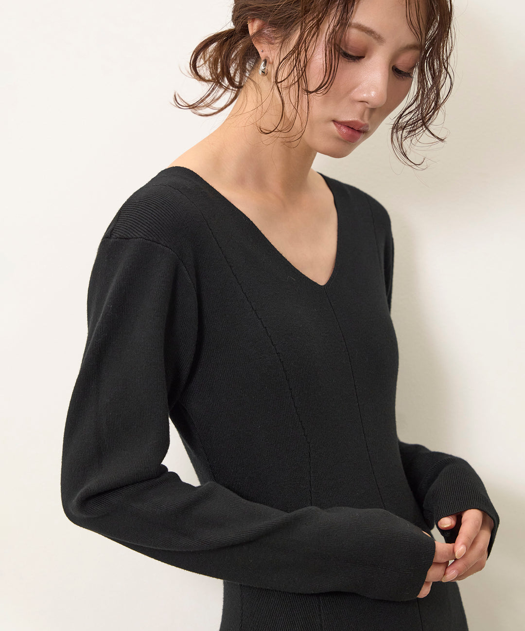 (eliuu)Shape Flare Knit Onepiece