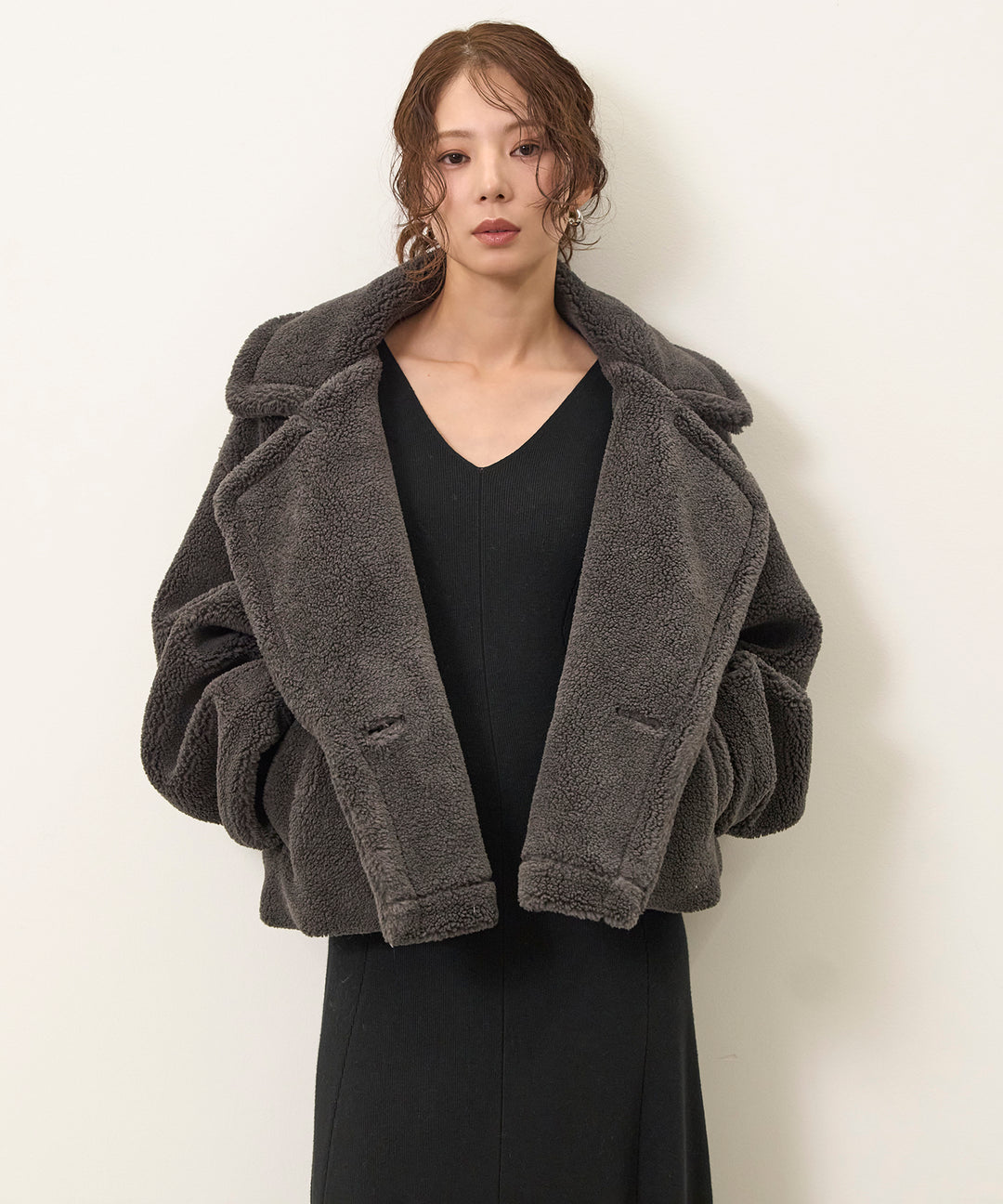 [SET]Puffy  Boa Short CT+Shape Flare Knit Onepiece