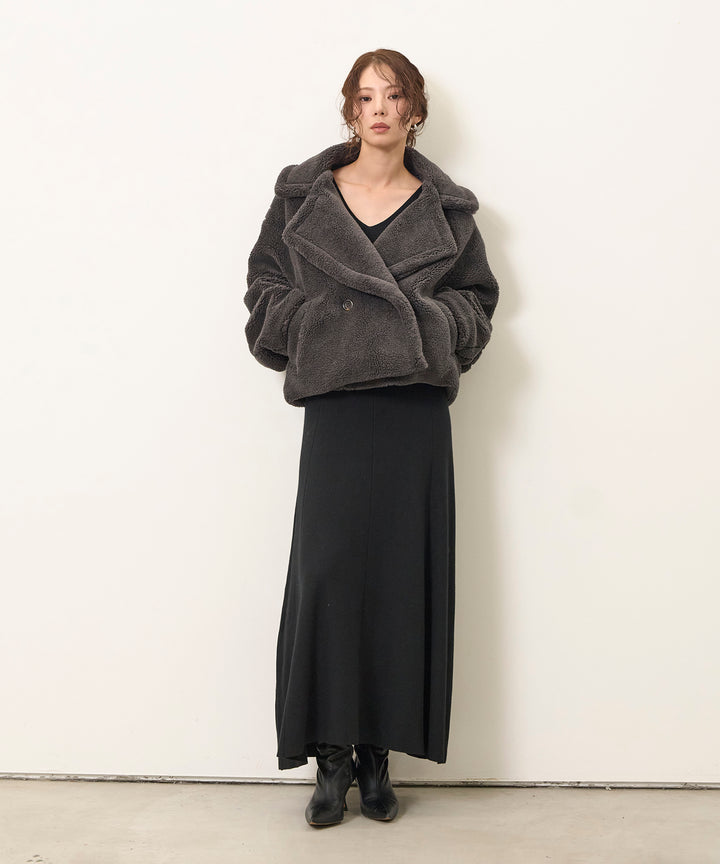 [SET]Puffy  Boa Short CT+Shape Flare Knit Onepiece