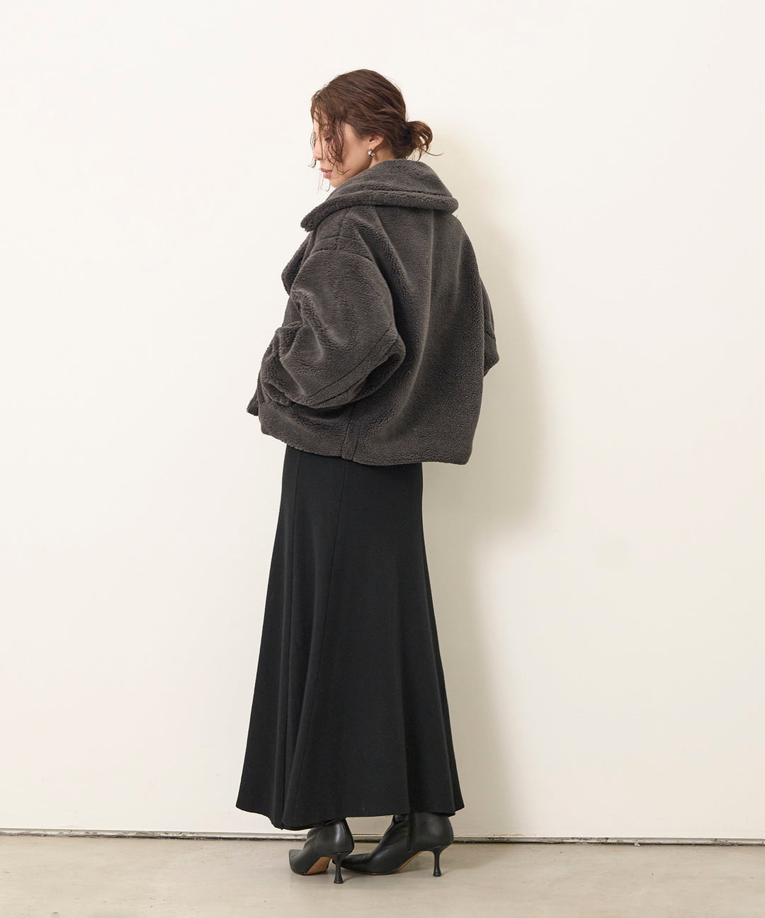 [SET]Puffy  Boa Short CT+Shape Flare Knit Onepiece