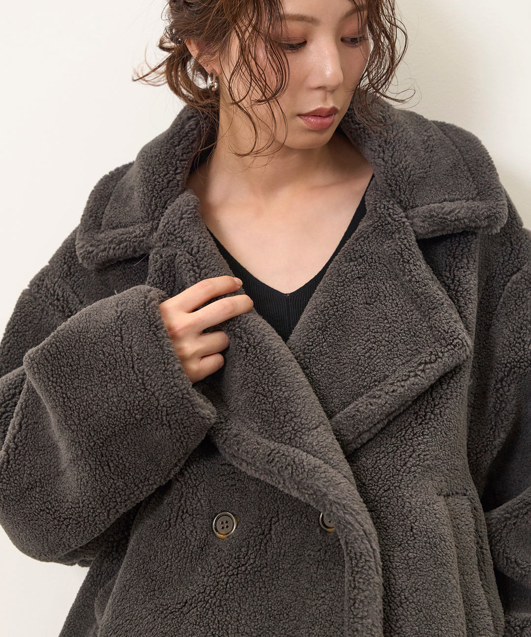 [SET]Puffy  Boa Short CT+Soft Touch Choker Knit Onepiece