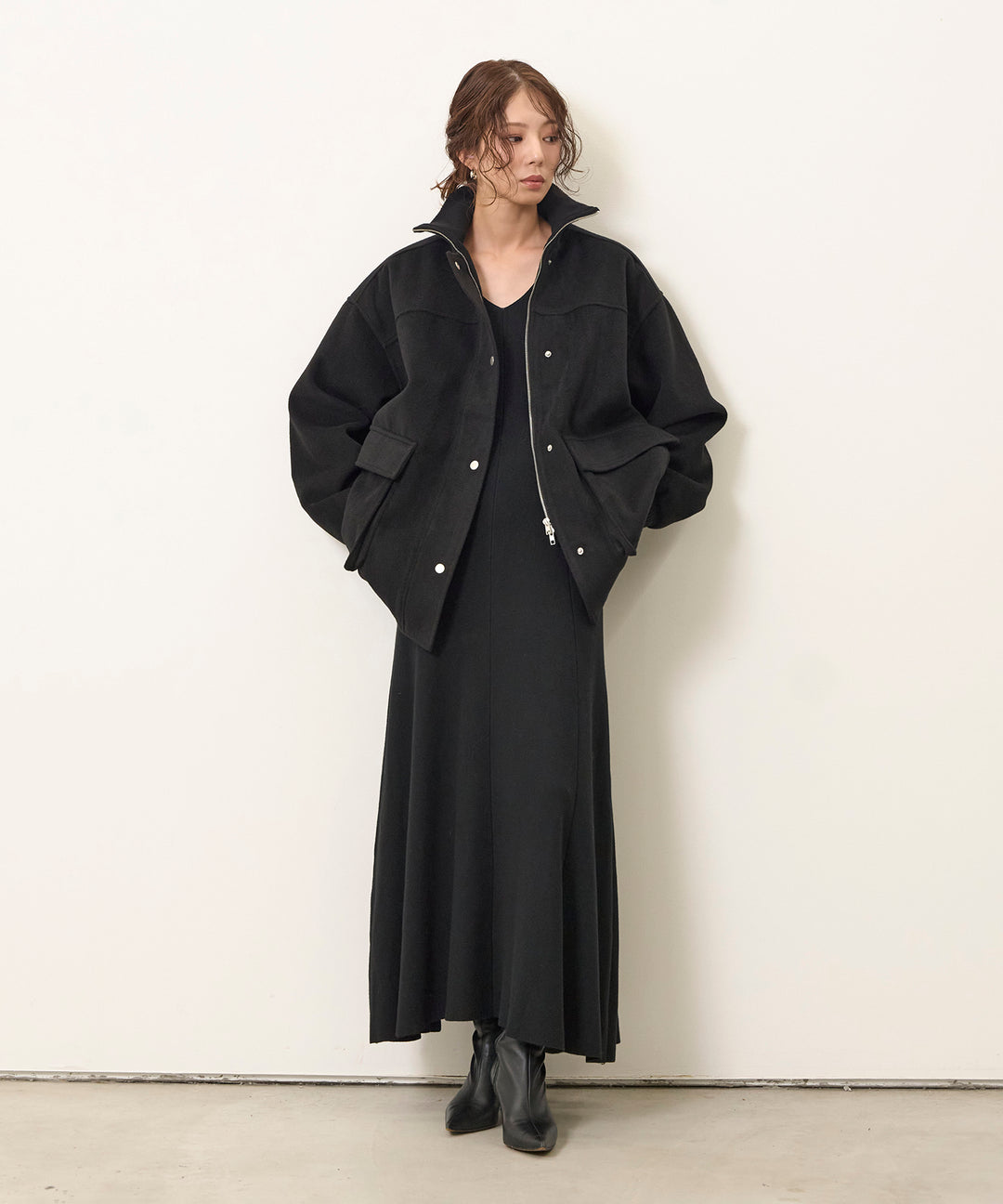 (eliuu)Shape Flare Knit Onepiece