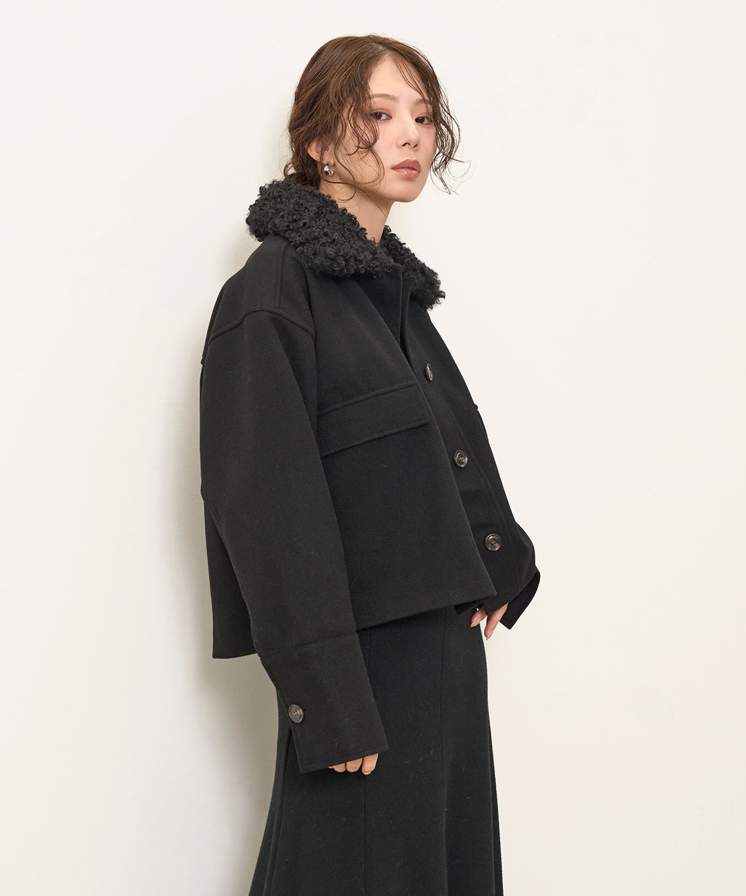 (eliuu)Wool Like Combi Short JK