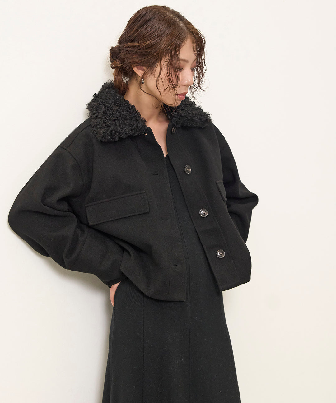 (eliuu)Wool Like Combi Short JK