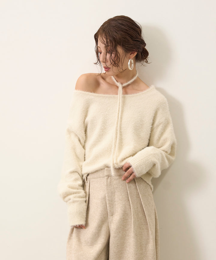 Choker Feather Round Knit