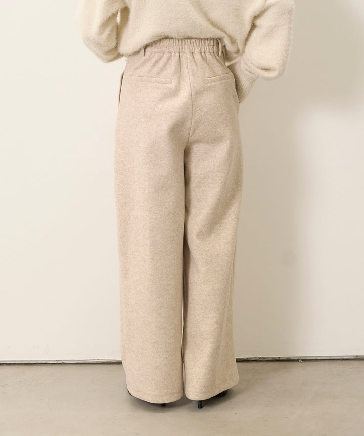 (eliuu)Wool Like Tuck Trousers