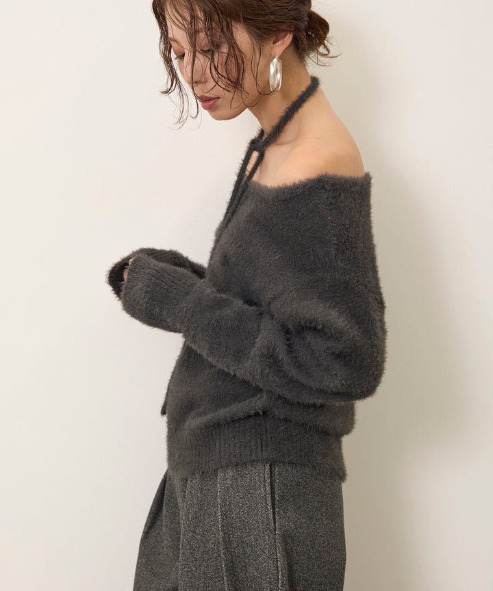 Choker Feather Round Knit