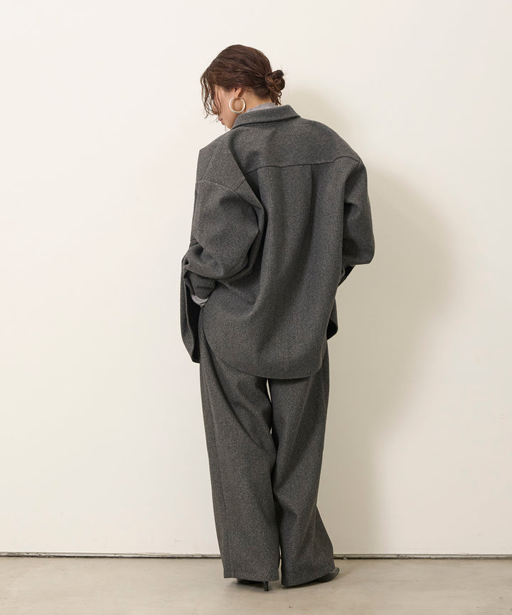 [SET]Wool Like Wide Shirt JK+Wool Like Tuck Trousers