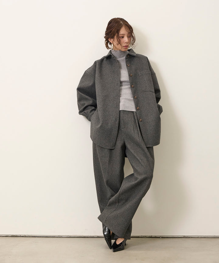 (eliuu)Wool Like Tuck Trousers