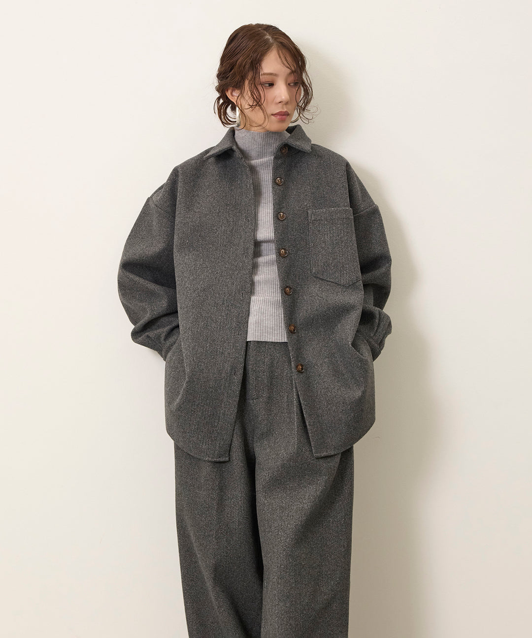 Wool Like Wide Shirt JK