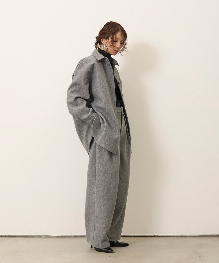 (eliuu)Wool Like Tuck Trousers