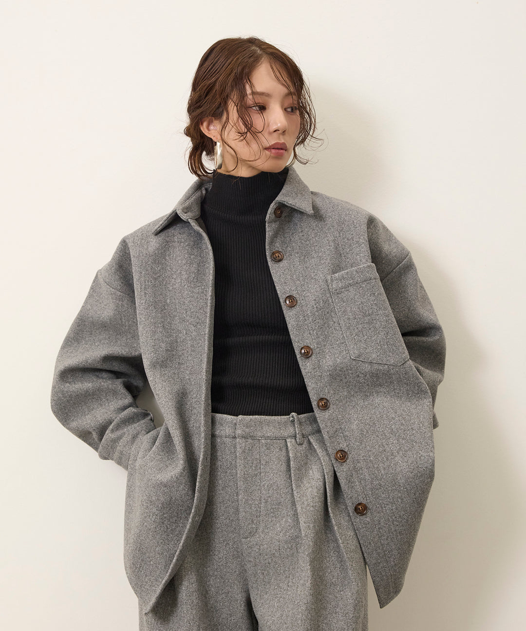 Wool Like Wide Shirt JK